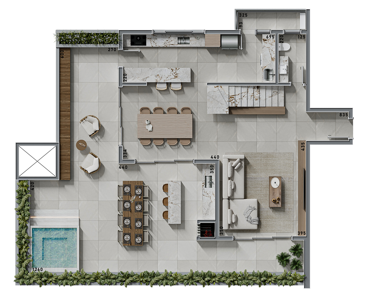 Cobertura Duplex - Tipo 01 (Piso Inferior)