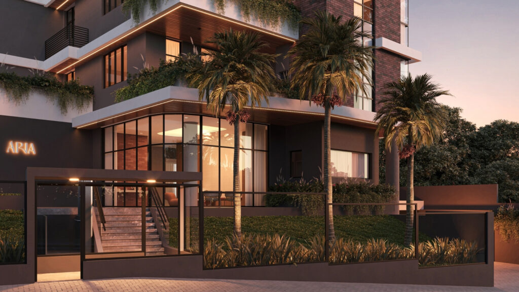 A arquitetura contemporânea e o cuidado com os detalhes reforçam a valorização imobiliária do Juvevê, um dos bairros mais desejados de Curitiba (Foto: Divulgação/Gongra)
